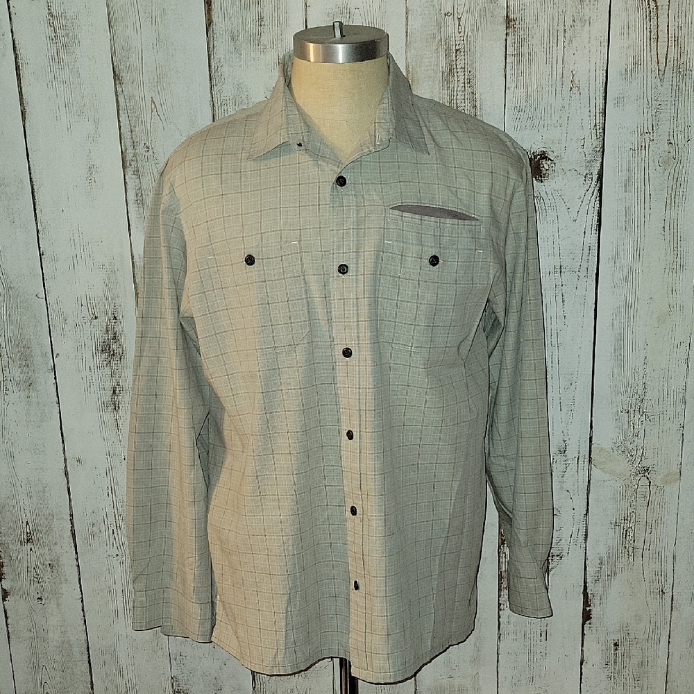 Howler Brothers Light Gray & Blue Plaid Button Down Shirt